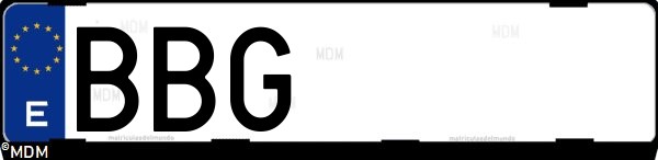 Matrícula española BBG, correspondiente al año 2000