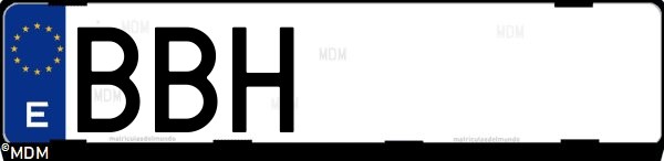Matrícula española BBH, correspondiente al año 2000