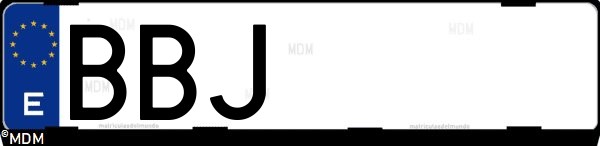 Matrícula española BBJ, correspondiente al año 2000