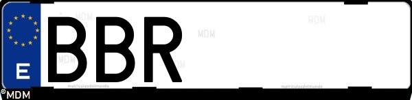 Matrícula española BBR, correspondiente al año 2000