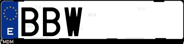 Matrícula española BBW, correspondiente al año 2000