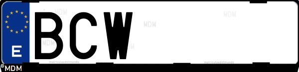 Matrícula española BCW, correspondiente al año 2000