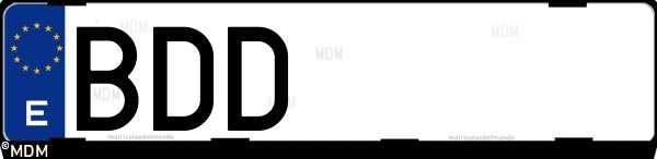 Matrícula española BDD, correspondiente al año 2000