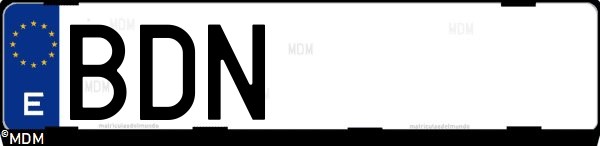 Matrícula española BDN, correspondiente al año 2000