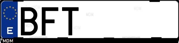 Matrícula española BFT, correspondiente al año 2001