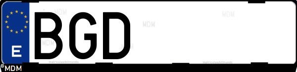 Matrícula española BGD, correspondiente al año 2001