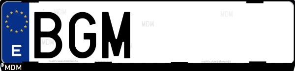 Matrícula española BGM, correspondiente al año 2001