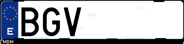 Matrícula española BGV, correspondiente al año 2001
