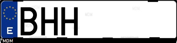 Matrícula española BHH, correspondiente al año 2001