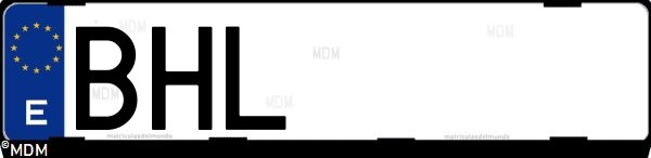 Matrícula española BHL, correspondiente al año 2001