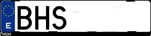 Matrícula española BHS, correspondiente al año 2001