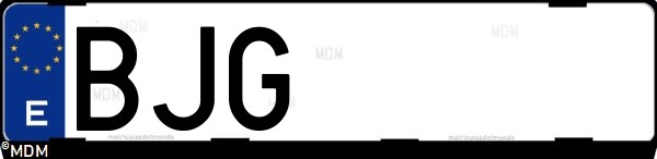 Matrícula española BJG, correspondiente al año 2001