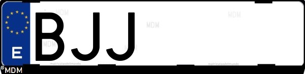 Matrícula española BJJ, correspondiente al año 2001