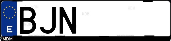 Matrícula española BJN, correspondiente al año 2001