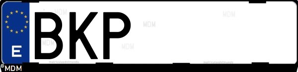 Matrícula española BKP, correspondiente al año 2001