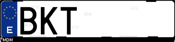 Matrícula española BKT, correspondiente al año 2001