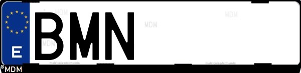 Matrícula española BMN, correspondiente al año 2001