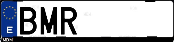 Matrícula española BMR, correspondiente al año 2001