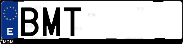 Matrícula española BMT, correspondiente al año 2001