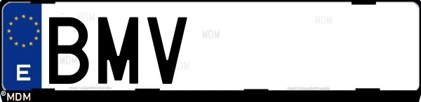 Matrícula española BMV, correspondiente al año 2001
