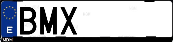 Matrícula española BMX, correspondiente al año 2001