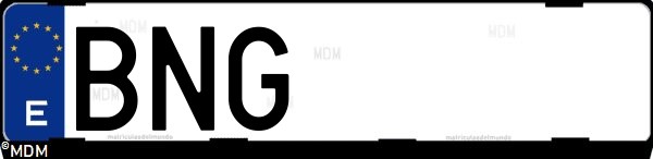 Matrícula española BNG, correspondiente al año 2001