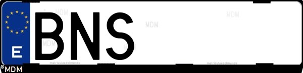 Matrícula española BNS, correspondiente al año 2001