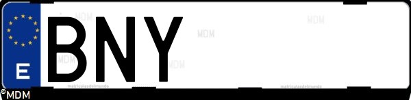 Matrícula española BNY, correspondiente al año 2001