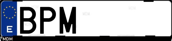 Matrícula española BPM, correspondiente al año 2001