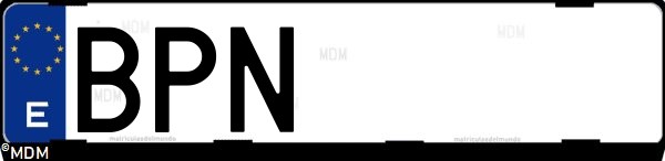 Matrícula española BPN, correspondiente al año 2001
