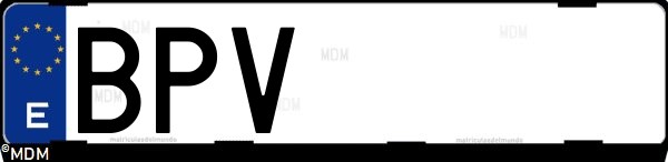 Matrícula española BPV, correspondiente al año 2001