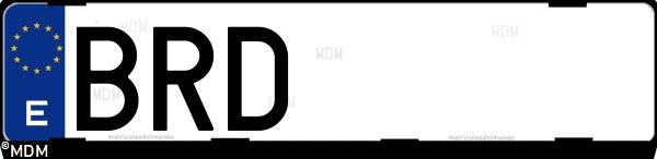 Matrícula española BRD, correspondiente al año 2001