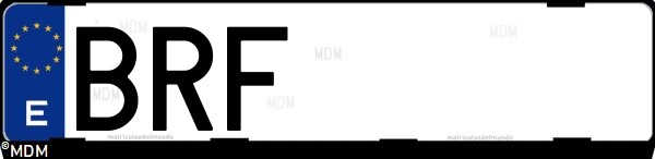 Matrícula española BRF, correspondiente al año 2001