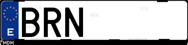 Matrícula española BRN, correspondiente al año 2001
