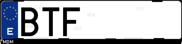 Matrícula española BTF, correspondiente al año 2002