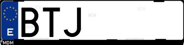 Matrícula española BTJ, correspondiente al año 2002