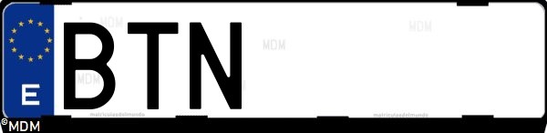 Matrícula española BTN, correspondiente al año 2002