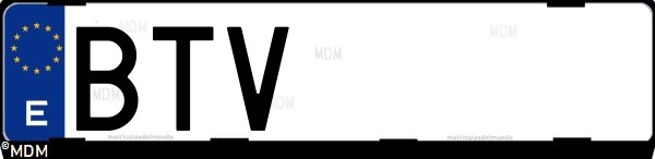 Matrícula española BTV, correspondiente al año 2002