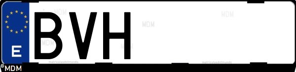 Matrícula española BVH, correspondiente al año 2002