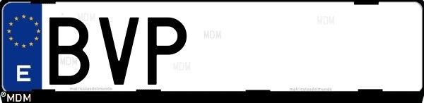Matrícula española BVP, correspondiente al año 2002