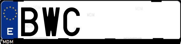 Matrícula española BWC, correspondiente al año 2002