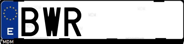 Matrícula española BWR, correspondiente al año 2002