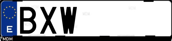 Matrícula española BXW, correspondiente al año 2002