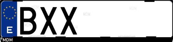 Matrícula española BXX, correspondiente al año 2002