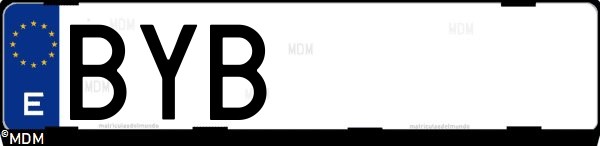 Matrícula española BYB, correspondiente al año 2002