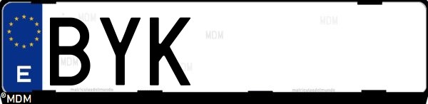 Matrícula española BYK, correspondiente al año 2002