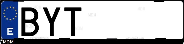 Matrícula española BYT, correspondiente al año 2002