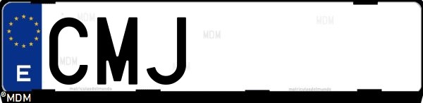 Matrícula española CMJ, correspondiente al año 2003