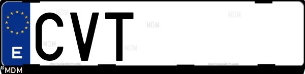 Matrícula española CVT, correspondiente al año 2004