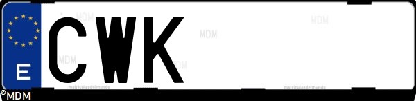 Matrícula española CWK, correspondiente al año 2004